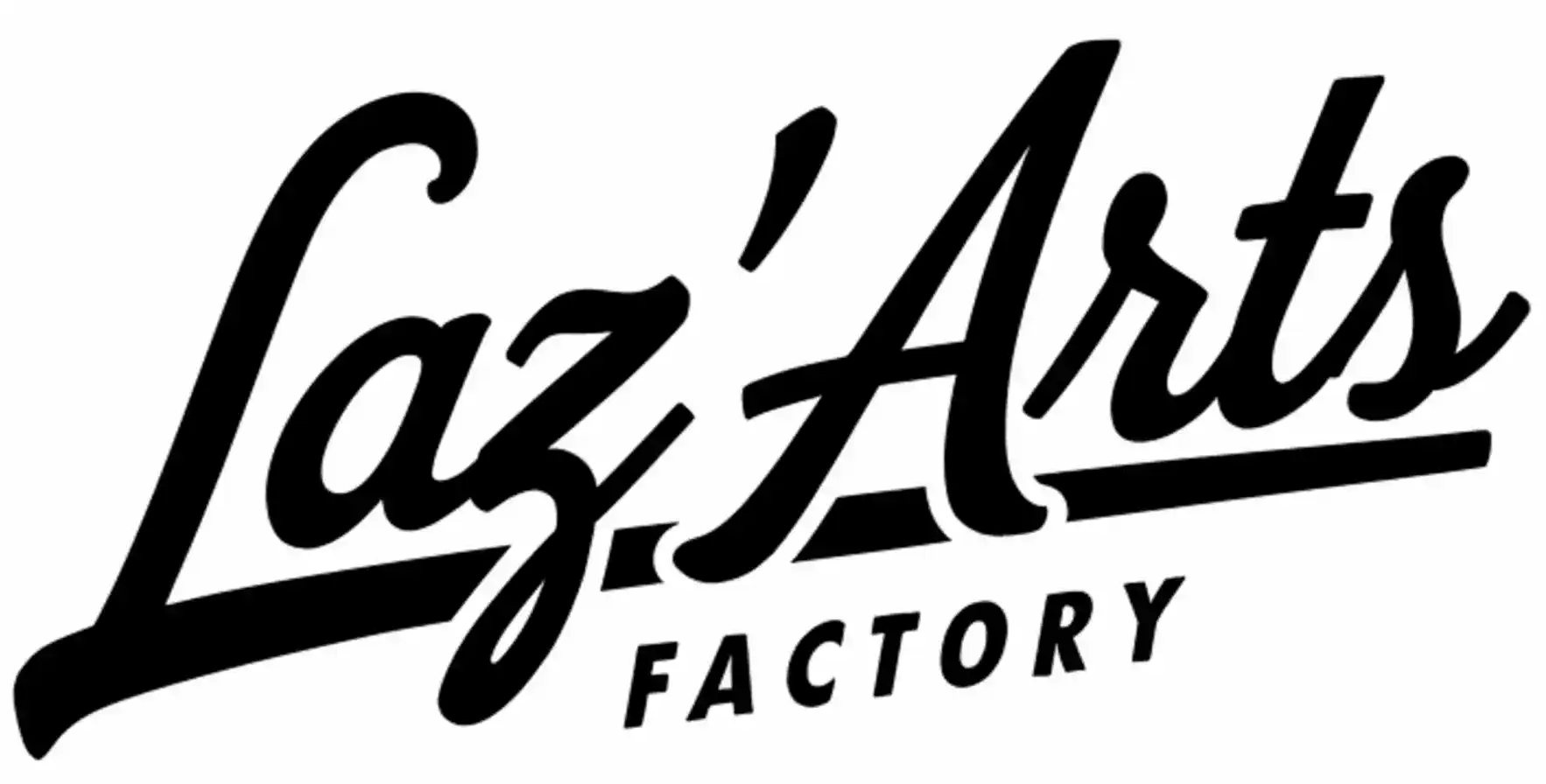 Logo noir et blanc Laz’Arts Factory, atelier de gravure laser et créateur de cadeaux personnalisés à Genève, actif dans toute la Suisse.