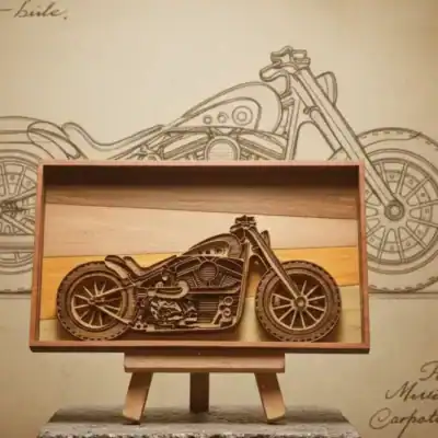 Moto multicouches bois – découpe et gravure laser Genève Moto multicouches en bois – découpe et gravure laser artisanales à Genève, Suisse, création personnalisée sur mesure.