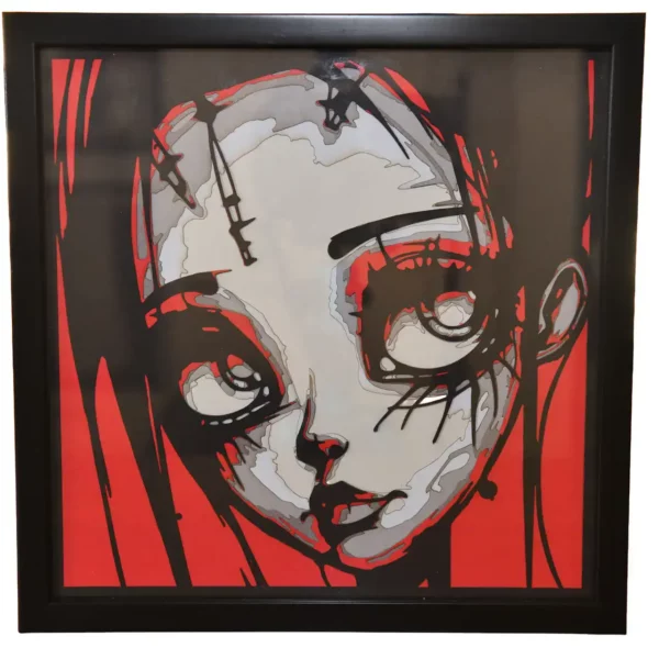 Tableau décoratif en papier multicouches style gothique inspiré de Tim Burton, fabriqué en atelier à Genève