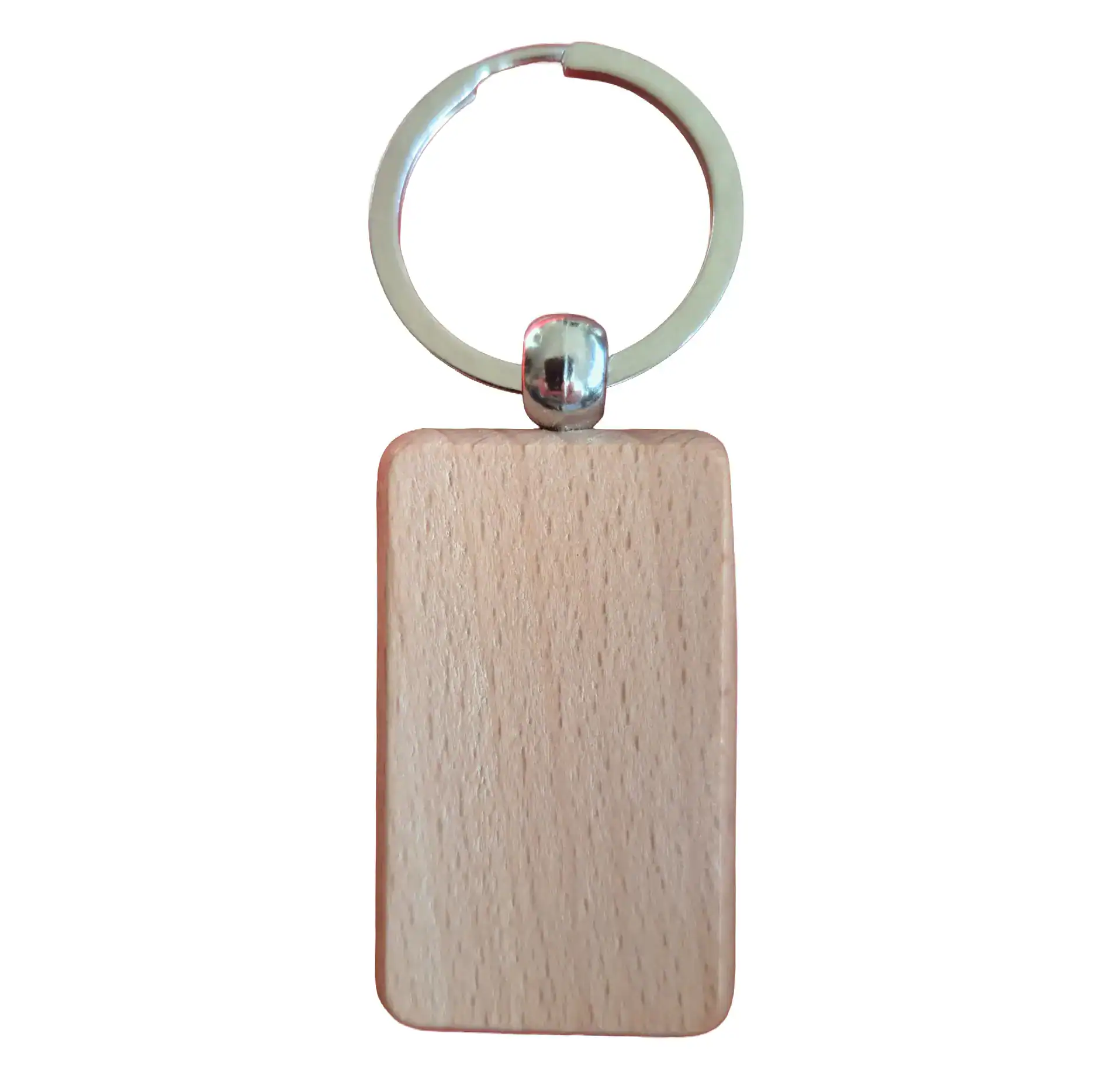 Porte-clé rond en bois clair à personnaliser, modèle vierge pour gravure laser