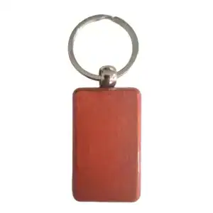 Porte-clé rectangulaire en bois foncé à personnaliser, modèle vierge pour gravure laser