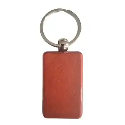 Porte-clé rectangulaire en bois foncé à personnaliser, modèle vierge pour gravure laser
