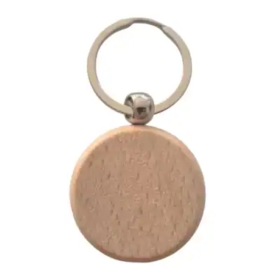 Porte-clé rond en bois clair à personnaliser, modèle vierge pour gravure laser