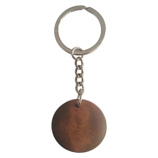Porte-clé rond mini en bois foncé à personnaliser, modèle vierge pour gravure laser
