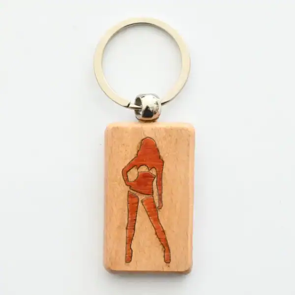 Porte clés marqueterie bois - Femme sexy Porte clé Femme Sexy