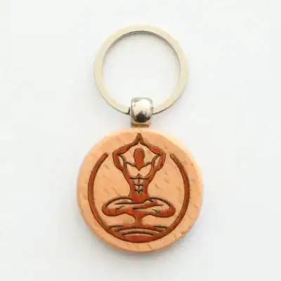 Porte clés marqueterie bois - Homme Yoga Porte clé Homme Yoga