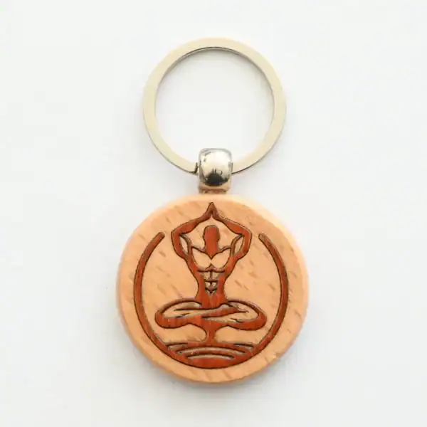 Porte clés marqueterie bois - Homme Yoga Porte clé Homme Yoga