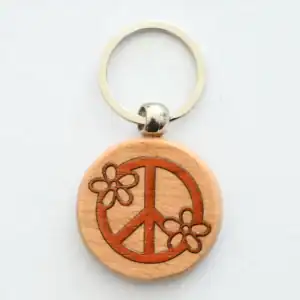 Porte clé Peace & Love fleur