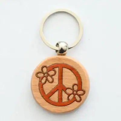 Porte clé Peace & Love fleur